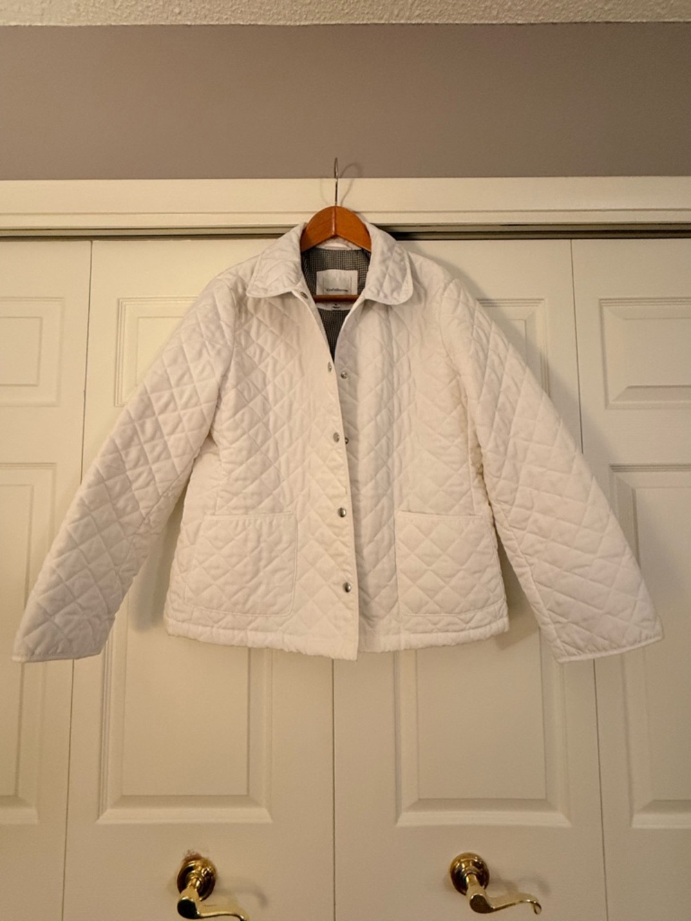 croft & barrow White Quilted Snap-Front Barn Jacket